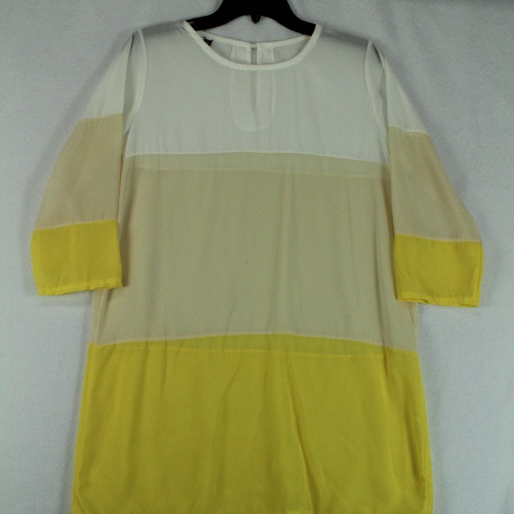 Finejo Top Womens XL Sheer Yellow Blouse